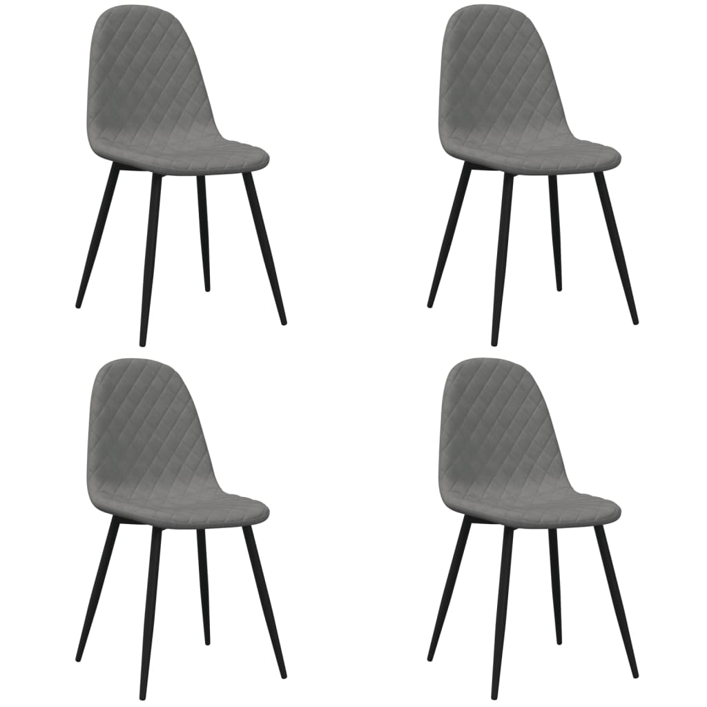 Chaises à manger lot de 4 Gris clair Velours