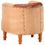 Chaise cabriolet marron cuir véritable bois de manguier massif