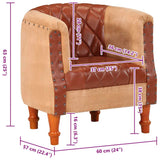 Chaise cabriolet marron cuir véritable bois de manguier massif