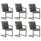 Chaises à manger cantilever lot de 6 gris cuir véritable
