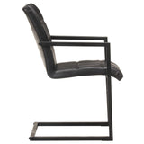 Chaises à manger cantilever lot de 6 noir cuir véritable