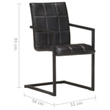 Chaises à manger cantilever lot de 6 noir cuir véritable