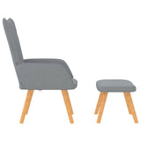 Chaise de relaxation avec tabouret Gris clair Tissu