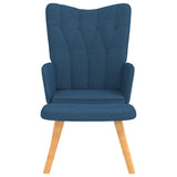 Chaise de relaxation avec tabouret Bleu Tissu