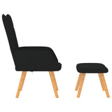 Chaise de relaxation avec tabouret Noir Tissu