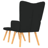 Chaise de relaxation avec tabouret Noir Tissu
