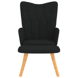 Chaise de relaxation avec tabouret Noir Tissu