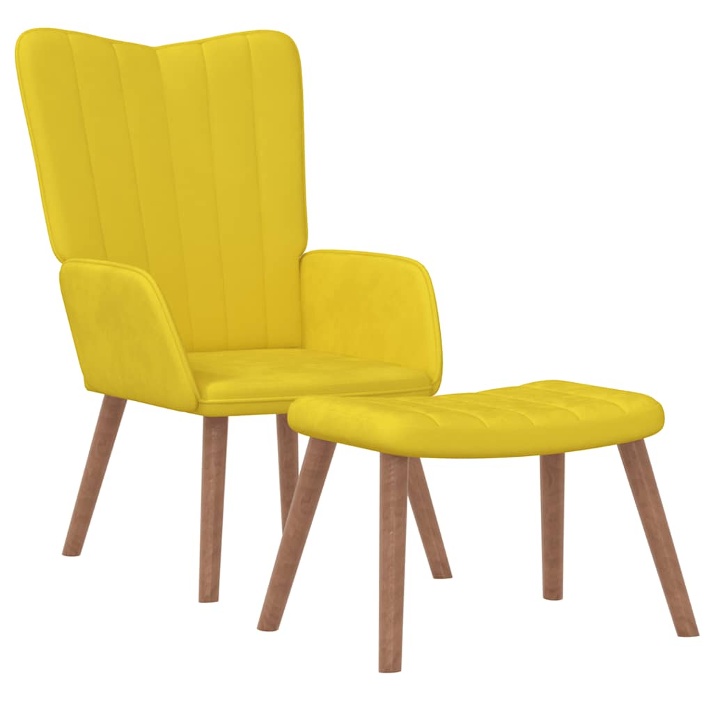 Chaise de relaxation avec repose-pied Jaune moutarde Velours