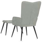 Chaise de relaxation avec repose-pied Gris clair Velours
