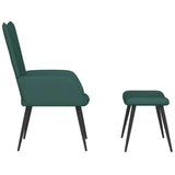 Chaise de relaxation avec tabouret Vert foncé Velours