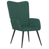 Chaise de relaxation avec tabouret Vert foncé Velours