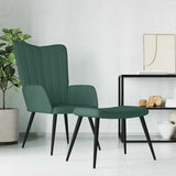Chaise de relaxation avec tabouret Vert foncé Velours