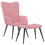 Chaise de relaxation avec tabouret Rose Velours