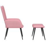 Chaise de relaxation avec tabouret Rose Velours
