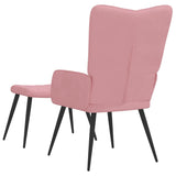 Chaise de relaxation avec tabouret Rose Velours