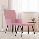 Chaise de relaxation avec tabouret Rose Velours