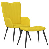 Chaise de relaxation avec tabouret Jaune moutarde Velours