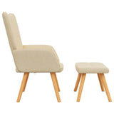 Chaise de relaxation avec tabouret Crème Tissu