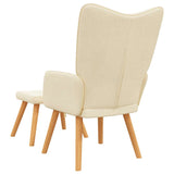Chaise de relaxation avec tabouret Crème Tissu