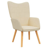 Chaise de relaxation avec tabouret Crème Tissu