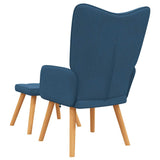 Chaise de relaxation avec tabouret Bleu Tissu
