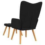 Chaise de relaxation avec tabouret Noir Tissu