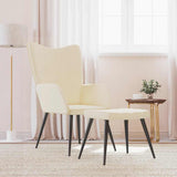 Chaise de relaxation avec tabouret Crème Tissu