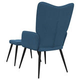 Chaise de relaxation avec tabouret Bleu Tissu