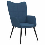 Chaise de relaxation avec tabouret Bleu Tissu