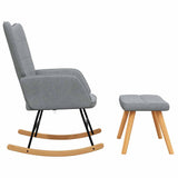 Chaise à bascule avec tabouret Gris clair Tissu