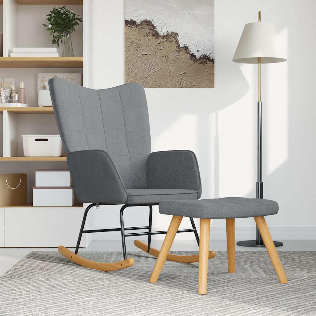 Chaise à bascule avec tabouret Gris clair Tissu
