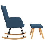 Chaise à bascule avec tabouret Bleu Tissu