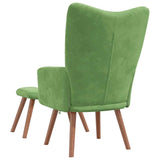 Chaise de relaxation avec repose-pied Vert clair Velours