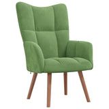 Chaise de relaxation avec repose-pied Vert clair Velours