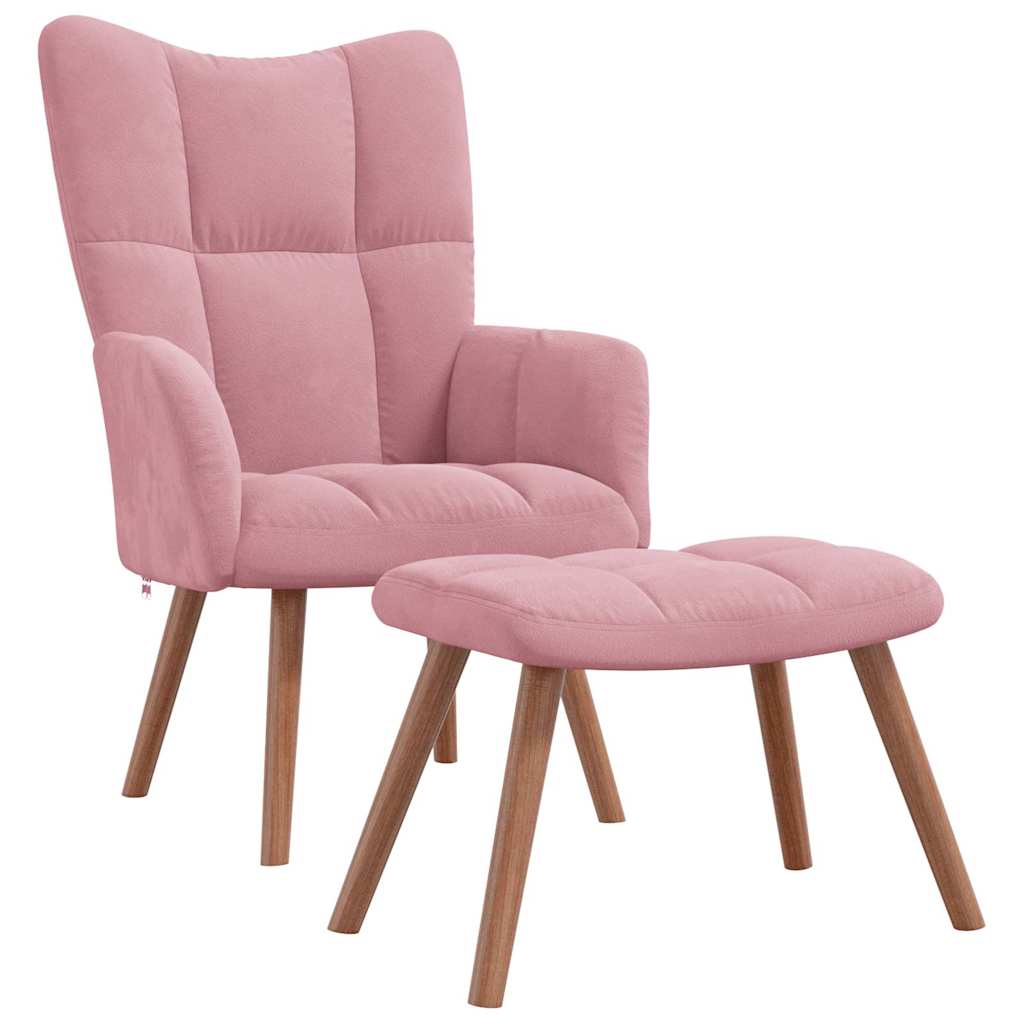 Chaise de relaxation avec repose-pied Rose Velours