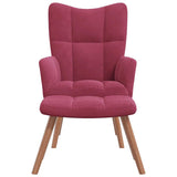 Chaise de relaxation avec repose-pied Rouge bordeaux Velours