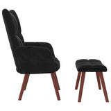 Chaise de relaxation avec repose-pied Noir Velours