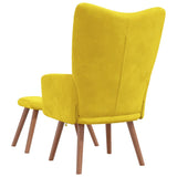 Chaise de relaxation avec repose-pied Jaune moutarde Velours