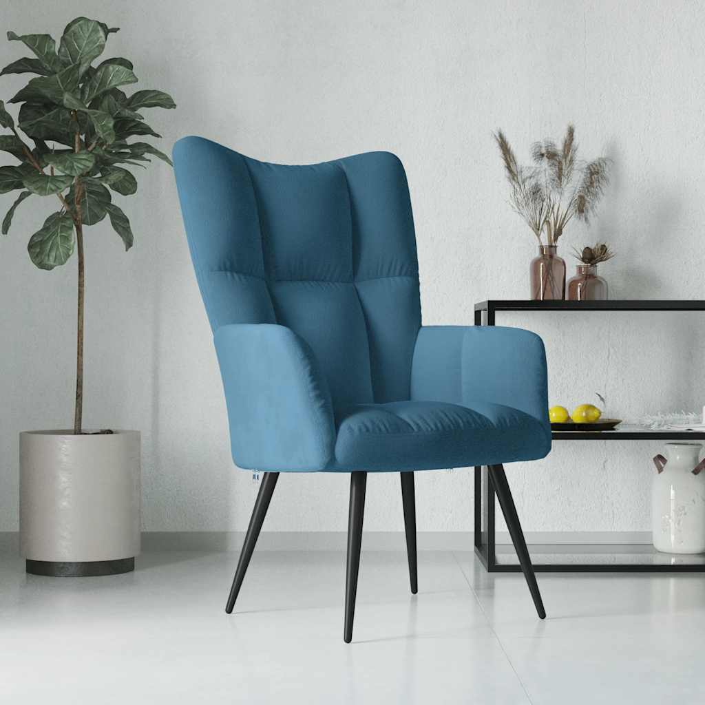 Chaise de relaxation Bleu Velours