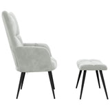Chaise de relaxation avec tabouret Gris clair Velours