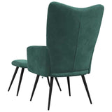 Chaise de relaxation avec tabouret Vert foncé Velours