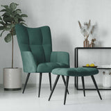 Chaise de relaxation avec tabouret Vert foncé Velours