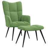 Chaise de relaxation avec tabouret Vert clair Velours