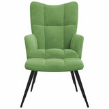 Chaise de relaxation avec tabouret Vert clair Velours