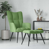 Chaise de relaxation avec tabouret Vert clair Velours