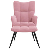 Chaise de relaxation avec tabouret Rose Velours
