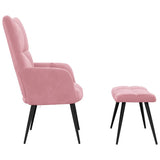 Chaise de relaxation avec tabouret Rose Velours