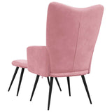 Chaise de relaxation avec tabouret Rose Velours