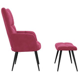 Chaise de relaxation avec tabouret Rouge bordeaux Velours