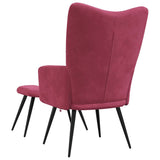 Chaise de relaxation avec tabouret Rouge bordeaux Velours